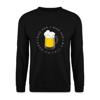 Bienen hier - Oder ich fall um! - Unisex Pullover - Schwarz - Vorne - Alina (178cm) & Michal (187cm)