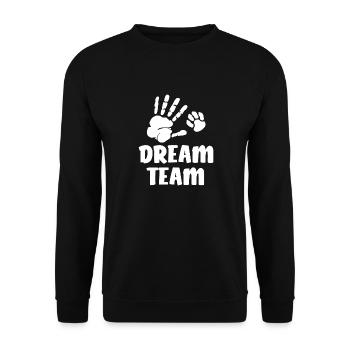 Dream Team Dog Paw Hand Dog Owner Dog - Unisex Sweatshirt - black - Front - Alina (178cm) & Michal (187cm)