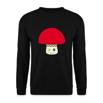 Kawaii mushroom cute red with face - Unisex Sweatshirt - black - Front - Alina (178cm) & Michal (187cm)