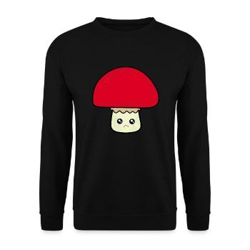 Kawaii mushroom cute red with face - Unisex Sweatshirt - black - Front - Alina (178cm) & Michal (187cm)
