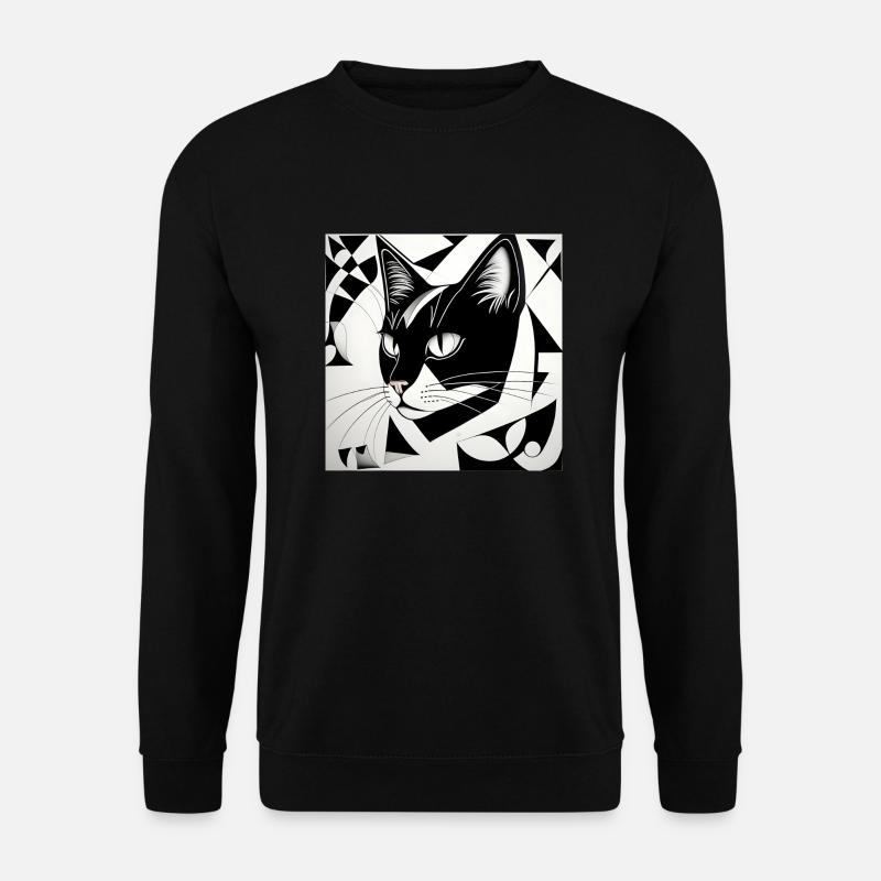 Cat: Cubist Black & White - Unisex Sweatshirt - black