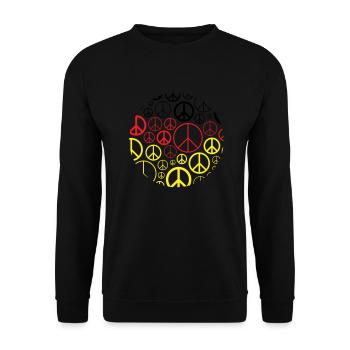 Deutschland + Frieden Shirts, Hoodies, Tassen - Unisex Pullover - Schwarz - Vorne - Alina (178cm) & Michal (187cm)