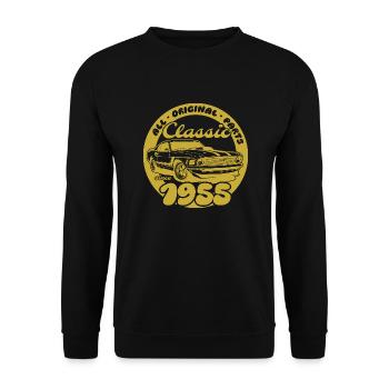70th Birthday - Classic Musclecar 1955 - Unisex Sweatshirt - black - Front - Alina (178cm) & Michal (187cm)