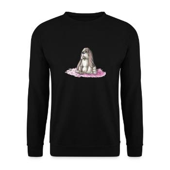 basset hound - Unisex Sweatshirt - black - Front - Alina (178cm) & Michal (187cm)