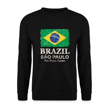Brazil Vintage Flag - Sweat-shirt Unisexe - noir - Devant - Alina (178cm) & Michal (187cm)