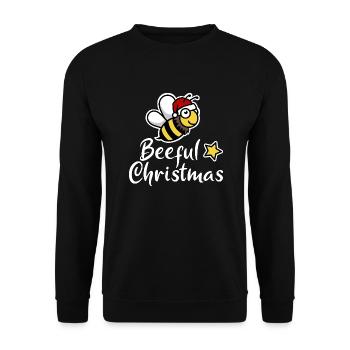 Beeful Christmas Weihnachten Biene Weihnachtsmann - Unisex Pullover - Schwarz - Vorne - Alina (178cm) & Michal (187cm)