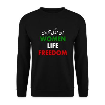 Women life freedom - Unisex Pullover - Schwarz - Vorne - Alina (178cm) & Michal (187cm)