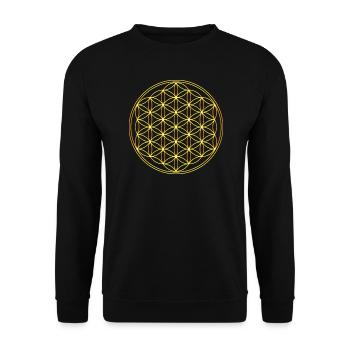 Fleur de la vie Or Harmonie Balance Yoga Symbole - Sweat-shirt Unisexe - noir - Devant - Alina (178cm) & Michal (187cm)