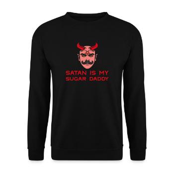 Satan-Is-My-Sugar-Daddy 2 - Unisex Pullover - Schwarz - Vorne - Alina (178cm) & Michal (187cm)