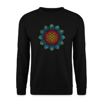 Yoga symbole fleur de vie géométrie sacrée - Sweat-shirt Unisexe - noir - Devant - Alina (178cm) & Michal (187cm)
