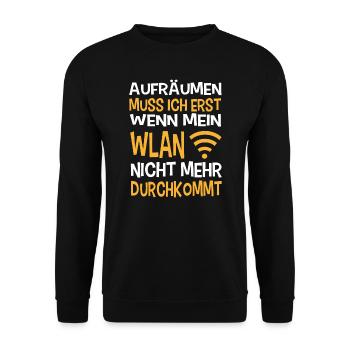 WLAN Aufräumen - Unisex Pullover - Schwarz - Vorne - Alina (178cm) & Michal (187cm)
