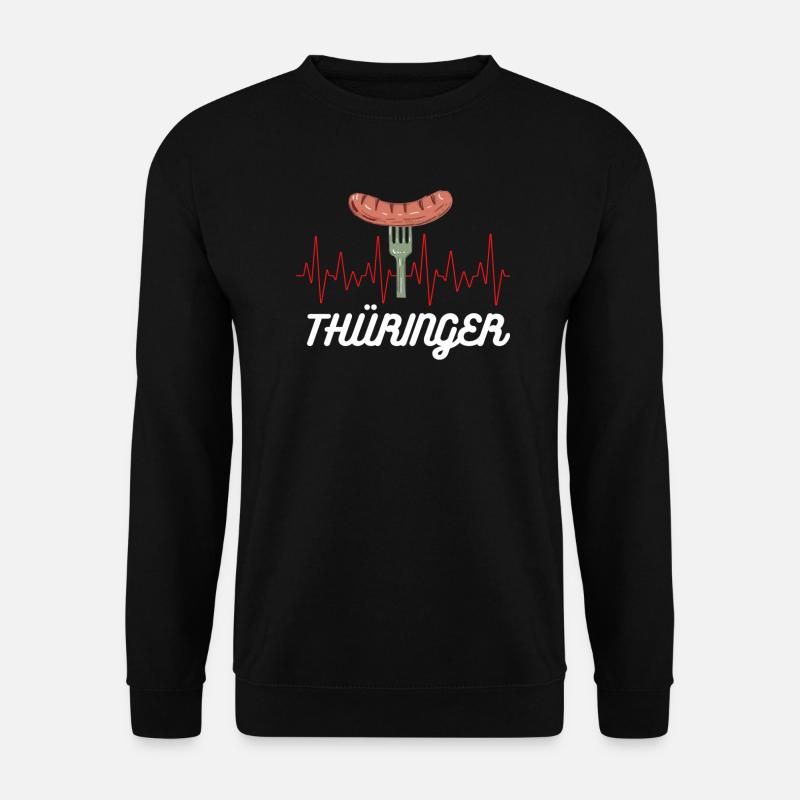 Thüringen Bratwurst Herzschlag Wurst Thüringer - Unisex Pullover - Schwarz