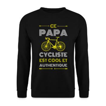 Ce papa cycliste est cool et authentique - Sweat-shirt Unisexe - noir - Devant - Alina (178cm) & Michal (187cm)