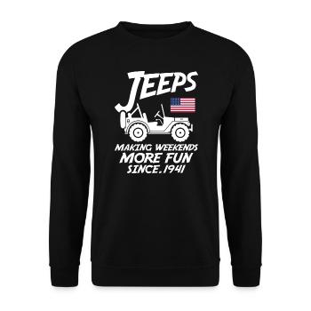 Les jeeps rendent le week-end plus amusant depuis 1941 - Sweat-shirt Unisexe - noir - Devant - Alina (178cm) & Michal (187cm)