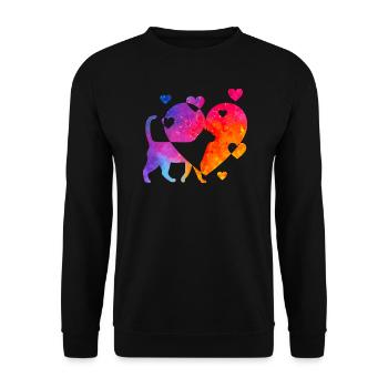 Katzenliebe - Unisex Pullover - Schwarz - Vorne - Alina (178cm) & Michal (187cm)
