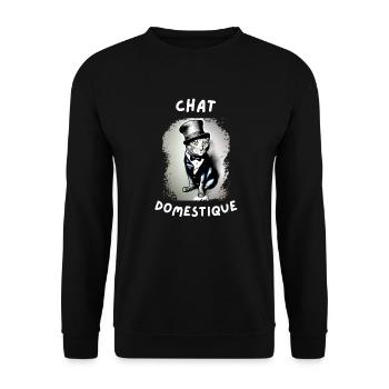 chat domestique - Sweat-shirt Unisexe - noir - Devant - Alina (178cm) & Michal (187cm)