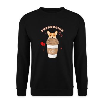 Puppuccino T-Shirt Hund süßer Kaffee - Unisex Pullover - Schwarz - Vorne - Alina (178cm) & Michal (187cm)