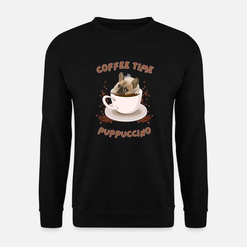 Puppuccino tshirt chien mignon coffee time - Sweat-shirt Unisexe - noir