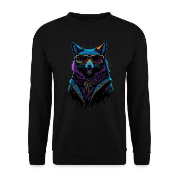 Cyberpunk Fox - Unisex Pullover - Schwarz - Vorne - Alina (178cm) & Michal (187cm)