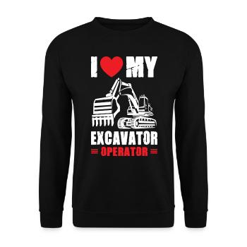 I Love Excavator Operator - Unisex Pullover - Schwarz - Vorne - Alina (178cm) & Michal (187cm)