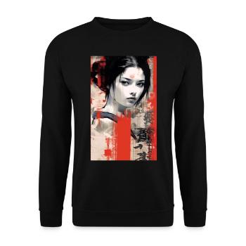 Japan Tradition Japanisch Kultur Frau - Unisex Pullover - Schwarz - Vorne - Alina (178cm) & Michal (187cm)