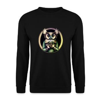 Eule - Unisex Pullover - Schwarz - Vorne - Alina (178cm) & Michal (187cm)