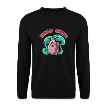 Dino Diva Dinosaur - Unisex Sweatshirt - black - Front - Alina (178cm) & Michal (187cm)