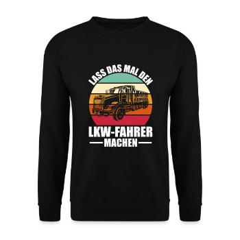 LKW Trucker LKW Fahrer Geschenk - Unisex Pullover - Schwarz - Vorne - Alina (178cm) & Michal (187cm)