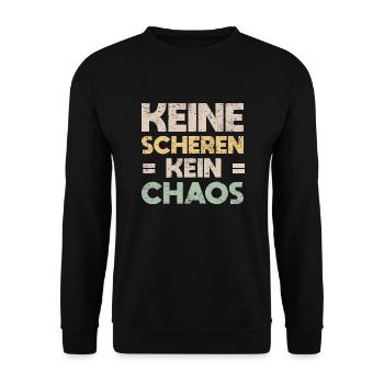 Keine Scheren, Kein Chaos - Unisex Pullover - Schwarz - Vorne - Alina (178cm) & Michal (187cm)