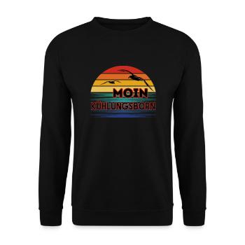 Moin Kühlungsborn avec une mouette dans un style rétro - Sweat-shirt Unisexe - noir - Devant - Alina (178cm) & Michal (187cm)