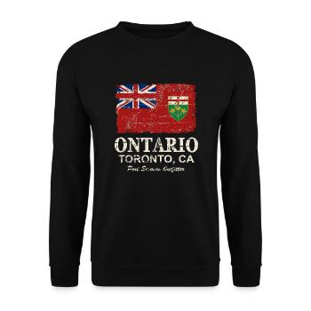 Ontario Flag - Canada - Vintage Look - Unisex Pullover - Schwarz - Vorne - Alina (178cm) & Michal (187cm)