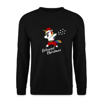 Christmas Unicorn colourful Christmas Gift - Unisex Sweatshirt - black - Front - Alina (178cm) & Michal (187cm)