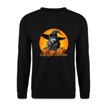 Chat d'Halloween avec chapeau de sorcière - Sweat-shirt Unisexe - noir - Devant - Alina (178cm) & Michal (187cm)
