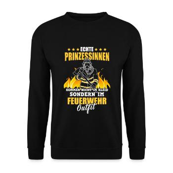 Real princesses come in firefighters outfit - Unisex Sweatshirt - black - Front - Alina (178cm) & Michal (187cm)
