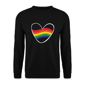 Regenbogen Herz | Geschenk Idee | LGBT - Unisex Pullover - Schwarz - Vorne - Alina (178cm) & Michal (187cm)