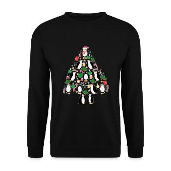 Pingouins de l’arbre de Noël avec Lumières Pingouin Fun - Sweat-shirt Unisexe - noir - Devant - Alina (178cm) & Michal (187cm)