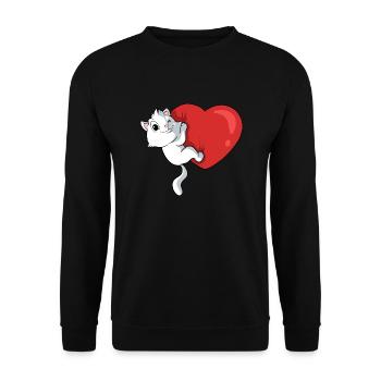Cat Big Heart Propriétaire de chat - Sweat-shirt Unisexe - noir - Devant - Alina (178cm) & Michal (187cm)