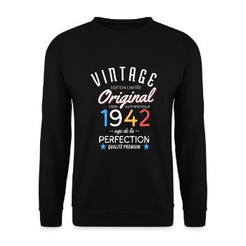 Anniversaire 1942 Original 1942 Vintage - Sweat-shirt Unisexe - noir - Devant - Alina (178cm) & Michal (187cm)