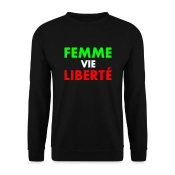 Freiheit des Frauenlebens - Unisex Pullover - Schwarz - Vorne - Alina (178cm) & Michal (187cm)