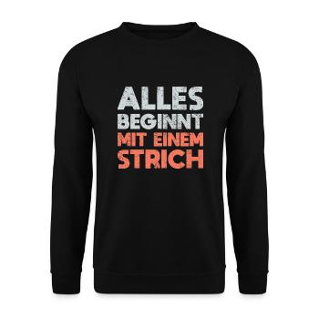 Alles Beginnt Mit Einem Strich - Unisex Pullover - Schwarz - Vorne - Alina (178cm) & Michal (187cm)