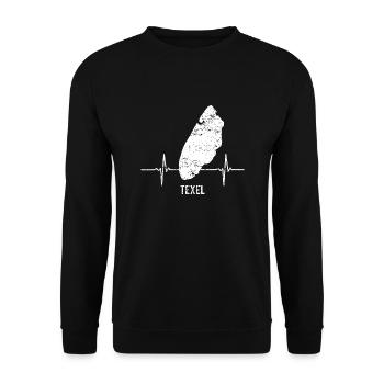 Geschenk, Heartbeat, Insel, Herzschlag, Texel - Unisex Pullover - Schwarz - Vorne - Alina (178cm) & Michal (187cm)