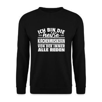 Heiße Kirchenmusikerin - Unisex Pullover - Schwarz - Vorne - Alina (178cm) & Michal (187cm)