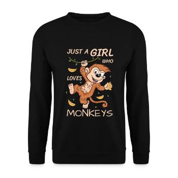 Just A Girl Who Loves Monkeys Monkeys Monkey Gift Idea - Unisex Sweatshirt - black - Front - Alina (178cm) & Michal (187cm)
