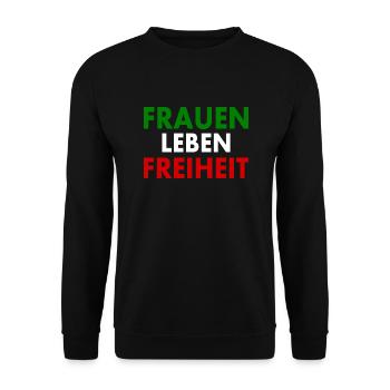 Frauen leben freiheit - Unisex Pullover - Schwarz - Vorne - Alina (178cm) & Michal (187cm)