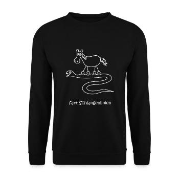 färt Schlangenlinien, Pferd mit Rädern, Schlange - Unisex Pullover - Schwarz - Vorne - Alina (178cm) & Michal (187cm)