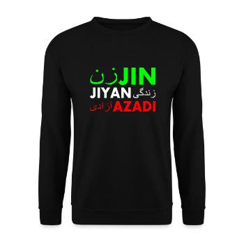 Jin jiyan azadi زن زندگی آزادی - Sweat-shirt Unisexe - noir - Devant - Alina (178cm) & Michal (187cm)