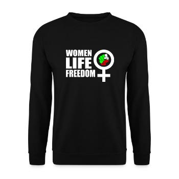 Women life freedom iran - Unisex Sweatshirt - black - Front - Alina (178cm) & Michal (187cm)