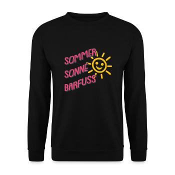 Sommer Sonne Barfuss am Strand Urlaub Ferien - Unisex Pullover - Schwarz - Vorne - Alina (178cm) & Michal (187cm)