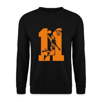 NUMMER 11 BASKETBALL 11. GEBURTSTAG - Unisex Pullover - Schwarz - Vorne - Alina (178cm) & Michal (187cm)