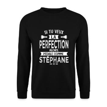 Stéphane si tu veux la perfection à vélo cycliste - Sweat-shirt Unisexe - noir - Devant - Alina (178cm) & Michal (187cm)